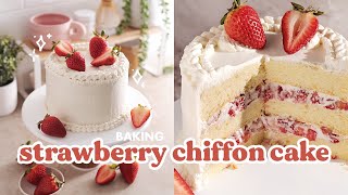 Strawberry Chiffon Cake 🍰✨ making my birthday cake