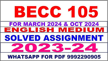 becc 105 solved assignment 2023-24 | becc 105 solved assignment in english 2024 | becc 105 2024