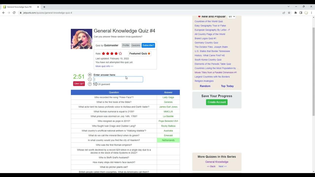 Jetpunk general knowledge quiz 4 youtube