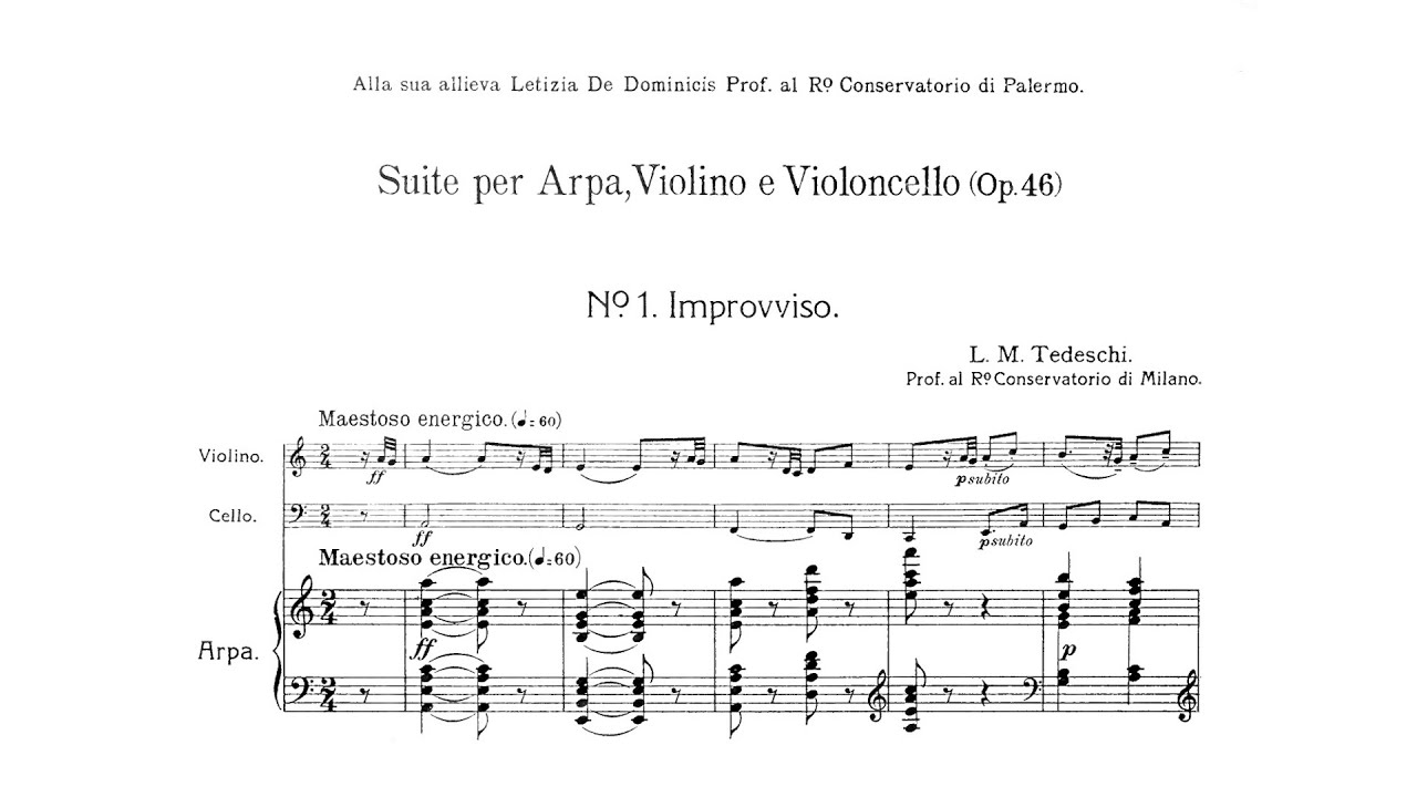Luigi Maurizio Tedeschi – Suite for Harp, Violin and Cello, Op.46