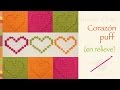 Crochet: corazones puff en relieve (en 1 o más colores!)
