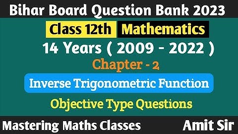 Bihar Board Question Bank 2023 | Class12th | Mathematics | Inverse Trigonometric Functions | OBJ