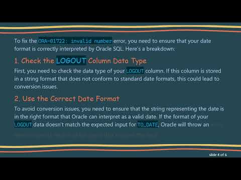 Resolving ORA-01722: Invalid Number Error in Oracle SQL