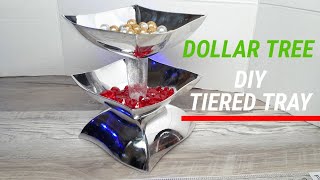Dollar Tree DIY Glam 2 Tier Silver Tray
