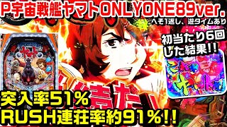 【沖田館長レインボー!!】P宇宙戦艦ヤマト2202ONLYONE89ver甘デジ!!へそ51%でRUSH連荘率約91%!!金ヤマト予告や沖田カットインなど!!【パチ細道】