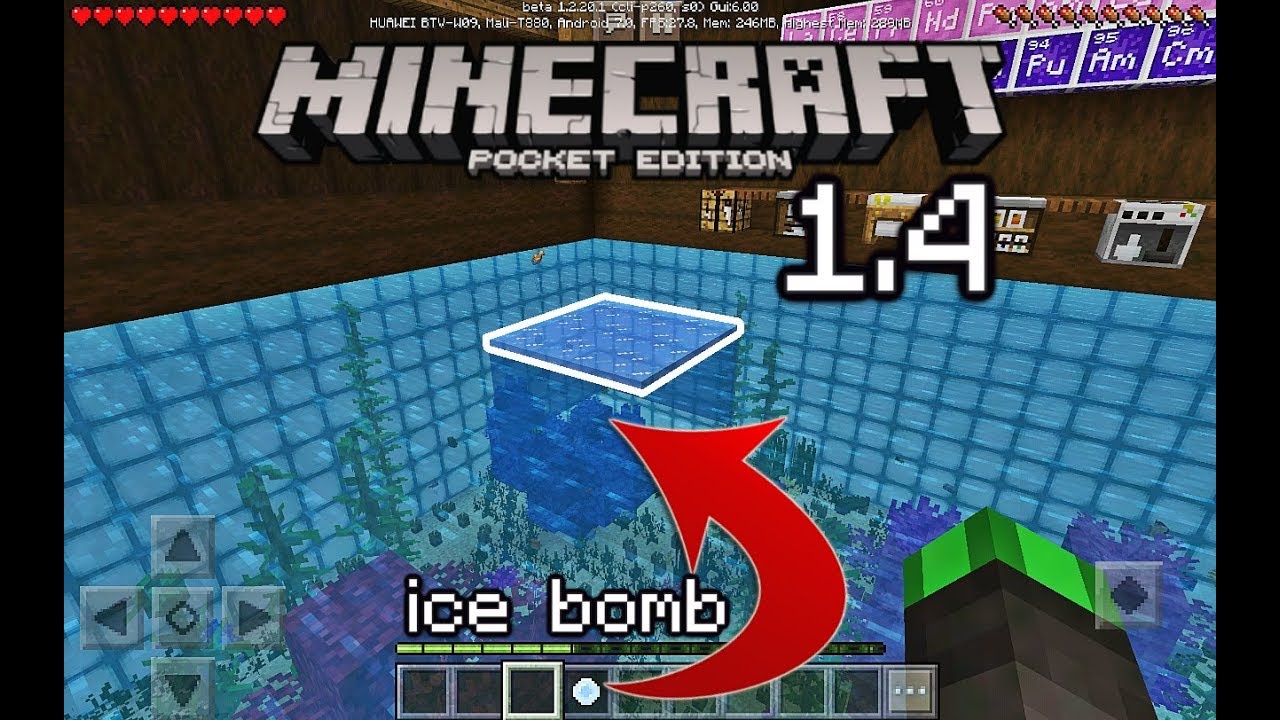 MCPE Working ICE BOMB in Minecraft PE Chemistry update! (Minecraft