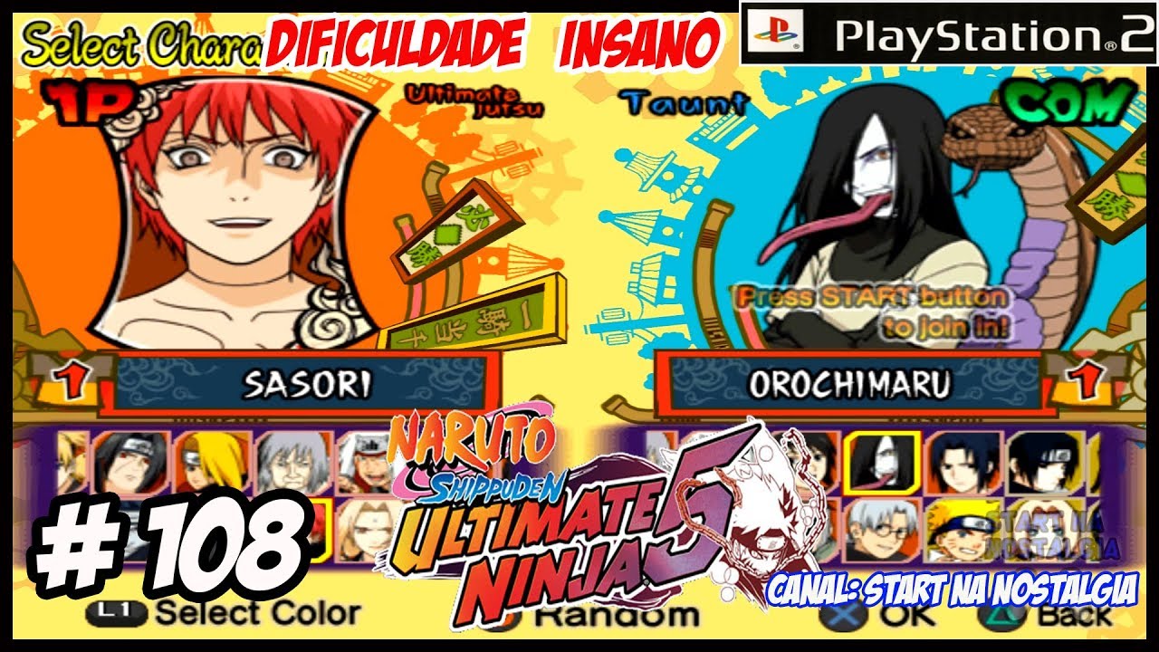 Naruto Shippuden Ultimate Ninja 5 PS2 # 108 Sasori Marionete Vs Orochimaru-  NO INSANO【FULL HD 60FPS】 