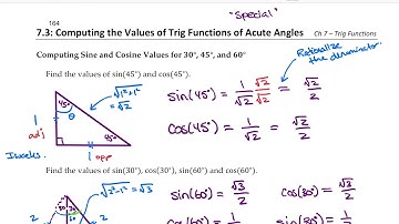 Math 107 - Section 7.3 — Computing Values of Trig Functions of Acute Angles - Extra Examples