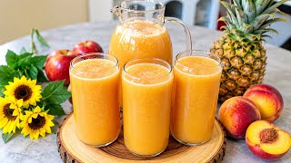 Only 3-Ingredient - Anti-Inflammatory Pineapple Peach Juice (So Delicious!) 🍑🍍✨
