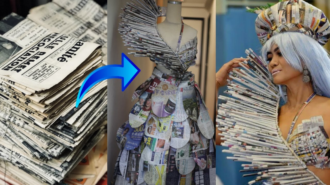 Dress made from newspapers  Recycled dress Newspaper dress Fashion