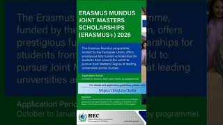 🎓 Pursue your Masters in Europe Apply now for the. Erasmus Mundus Joint Masters Scholarships 2026!