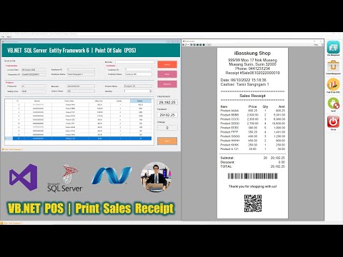 VB.NET POS (EF 6) Quick Test : Print Barcode and QR Code on the receipt | Visual Studio 2022