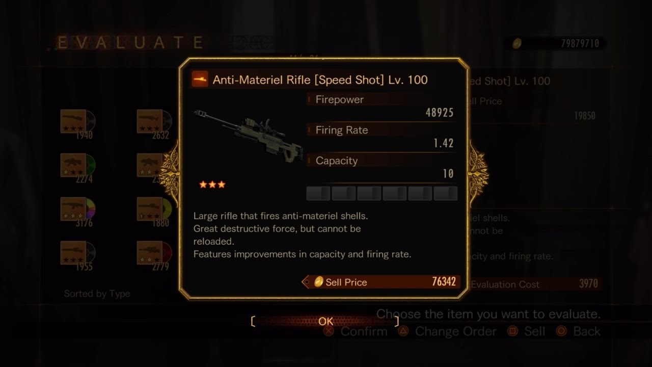 AMR Anti-Materiel Rifle [speed shot] 6slots Lv100 Resident Evil Revelations 2
