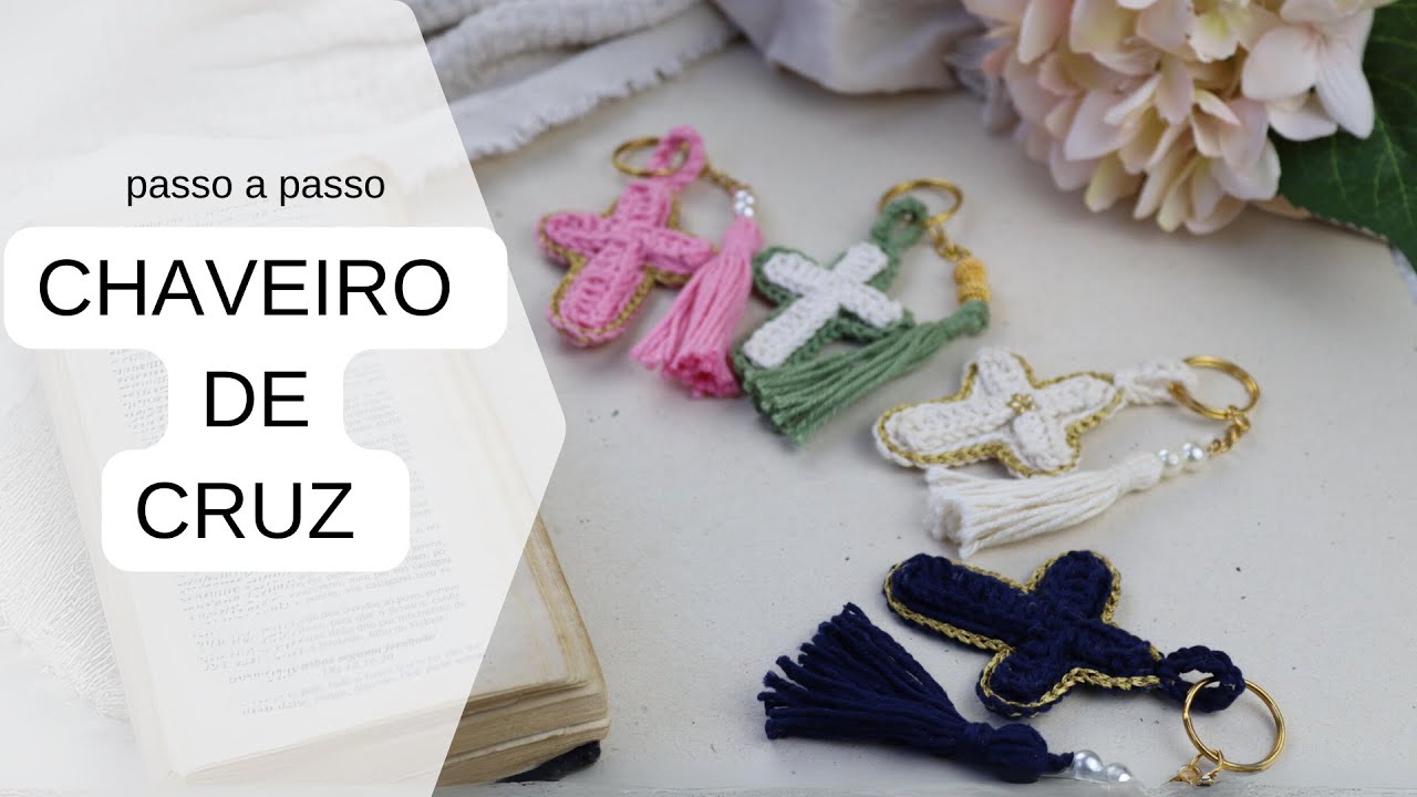 Chaveiro  de Cruz em crochê