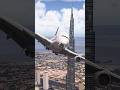 Singapore Airlines A380: Approach to Dubai Airport via Burj Khalifa