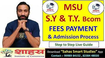 MSU SY & TY Bcom Fees & Admission Process || Step to Step Live Guide #msu #bcom #msudigital #Sahas