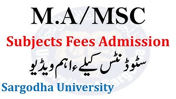 MA MSc Part 1 & 2 Admissions 2022 & Supply 2021 Sargodha University - MA MSc Admission 2022 UOS