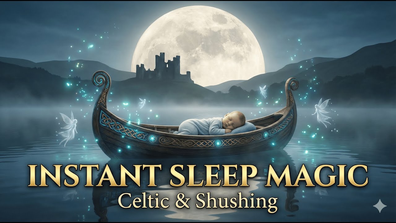 💤 Magical Celtic Lullaby for Instant Sleep 🎵 Calming "Shhh" Sounds for Colic Babies (1 Hour)
