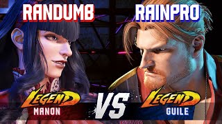 SF6 ▰ RANDUMB (Manon) vs RAINPRO (Guile) ▰ High Level Gameplay