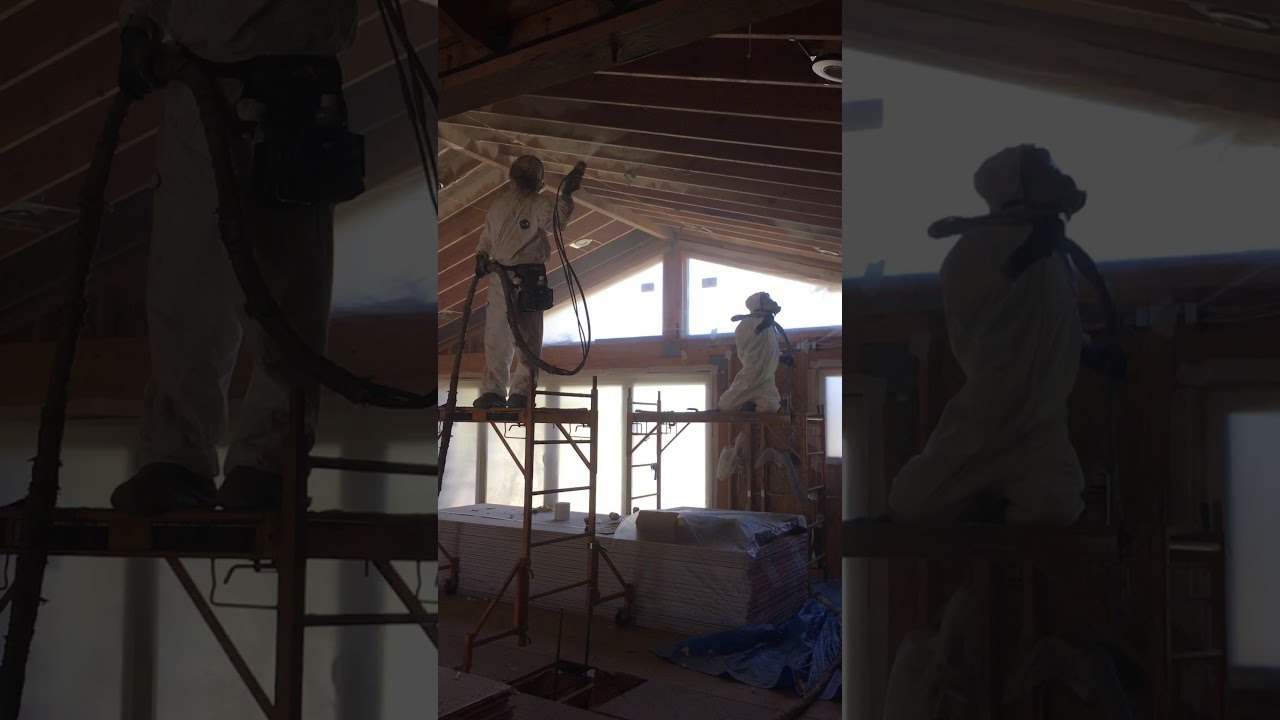 Spray foam insulation for vaulted ceiling in custom home ...
