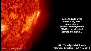Solar Plasma Filament Eruption - The Sun - November 6,7 2013