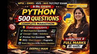 2. KVS/NVS/EMRS TGT/PGT CS PYTHON MARATHON 🚀 200 Most Expected MCQs |Objective + Subjective Boost
