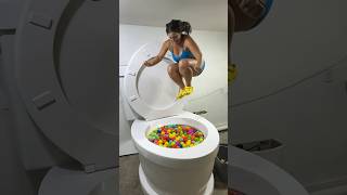 Jumping Into The Giant Toilet Colorful Play Ball Pool With Big Splash Slow Motion #Shorts