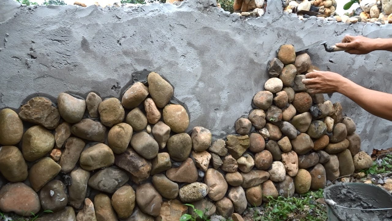 Creative Techniques Make Beautiful Walls By Using Natural Stones - Building  Step By Step - YouTube