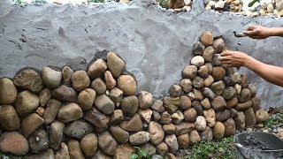 Creative Techniques Make Beautiful Walls By Using Natural Stones  Building Step By Step