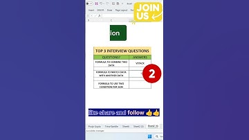 Excel top 3 Interview questions #youtube #shorts #short#like