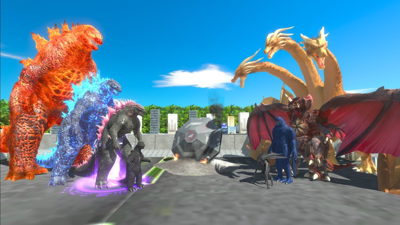 Evolution Of Godzilla vs Team Flying Monster : Ghidorah, Muto, Solomon and Destoroyah - ARBS