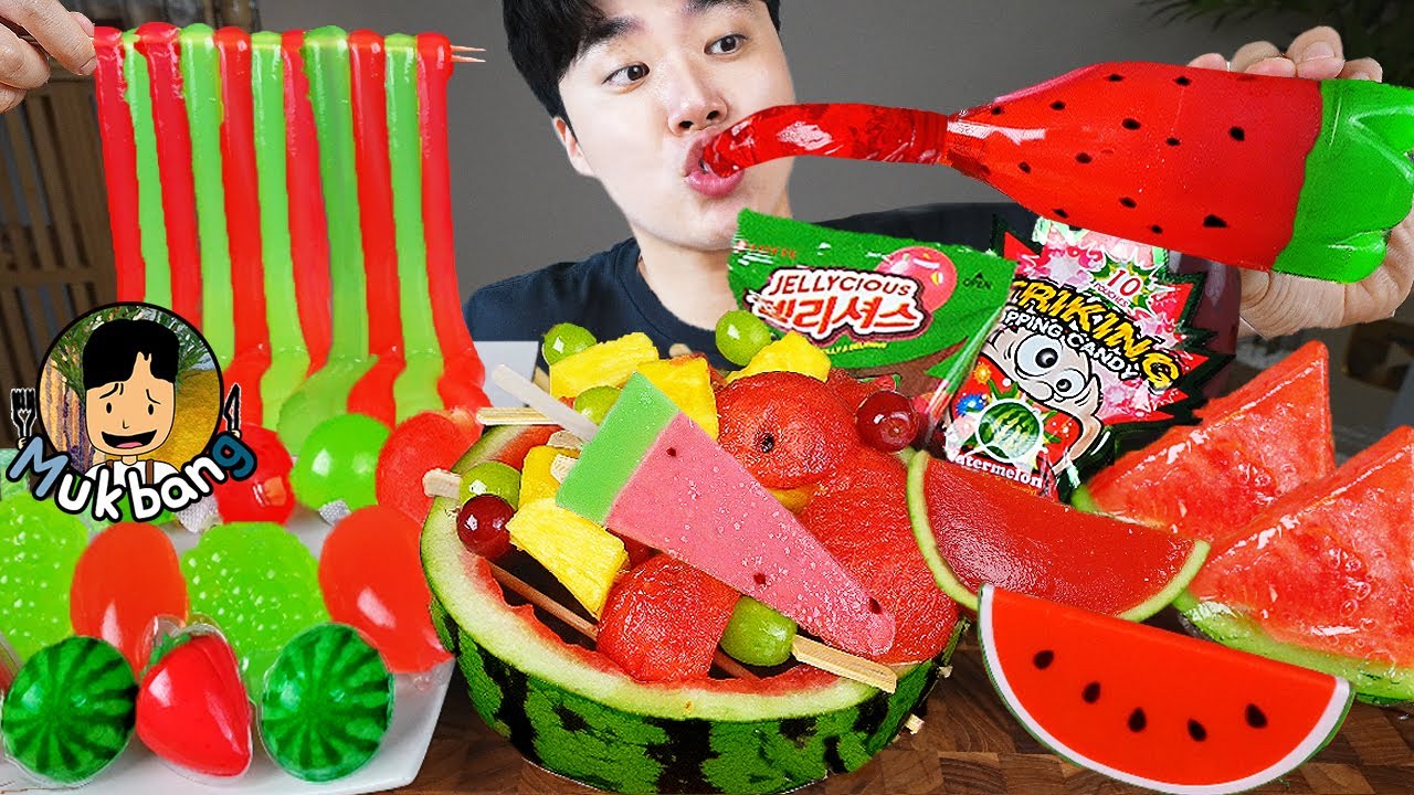 ⁣ASMR MUKBANG 수박 디저트 아이스크림 꿀젤리 탕후루 & 레시피 DESSERT ICE CREAM WATERMELON TANGHULU EATING SOUND!