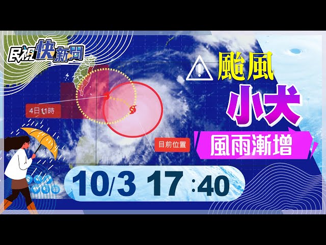 【LIVE】1003 小犬進逼週三、四最近台灣 沿海風浪增大明全台有雨｜民視快新聞｜