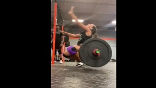 Woman Goes Down With A Heavy Barbell And Never Manage To Get Back Up