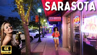 Sarasota Florida Walking Tour at Night on Main Street