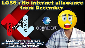 Bad News ❌ No internet allowance from December | Apply now for internet reimbursement at Cognizant