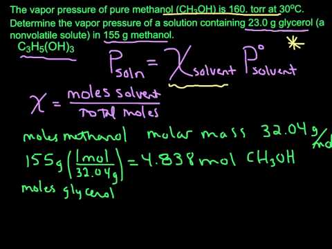 Calculating Vapor Pressure using Raoult&rsquo;s Law (nonvolatile solute)