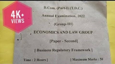 Business Regulatory Framework 1st year question paper 2021 Question paper B.com Important questions