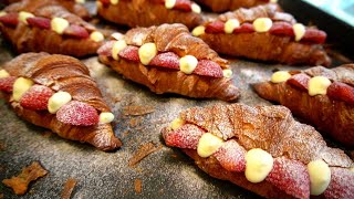 草莓季！季節限定！草莓可頌-台中美食-台灣街頭美食/Seasonal limited! Strawberry Croissant -Taiwanese Street Food