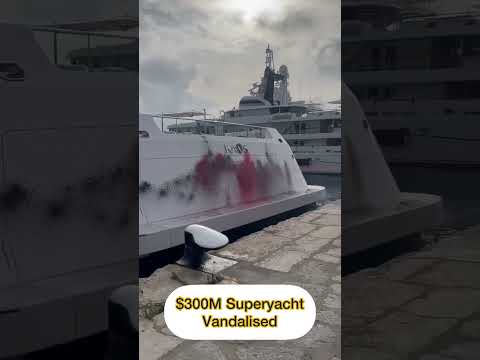 $300M Superyacht Vandalised “KAOS” in Ibiza #Megayacht #vandalized #yacht #superyacht #ibiza #news