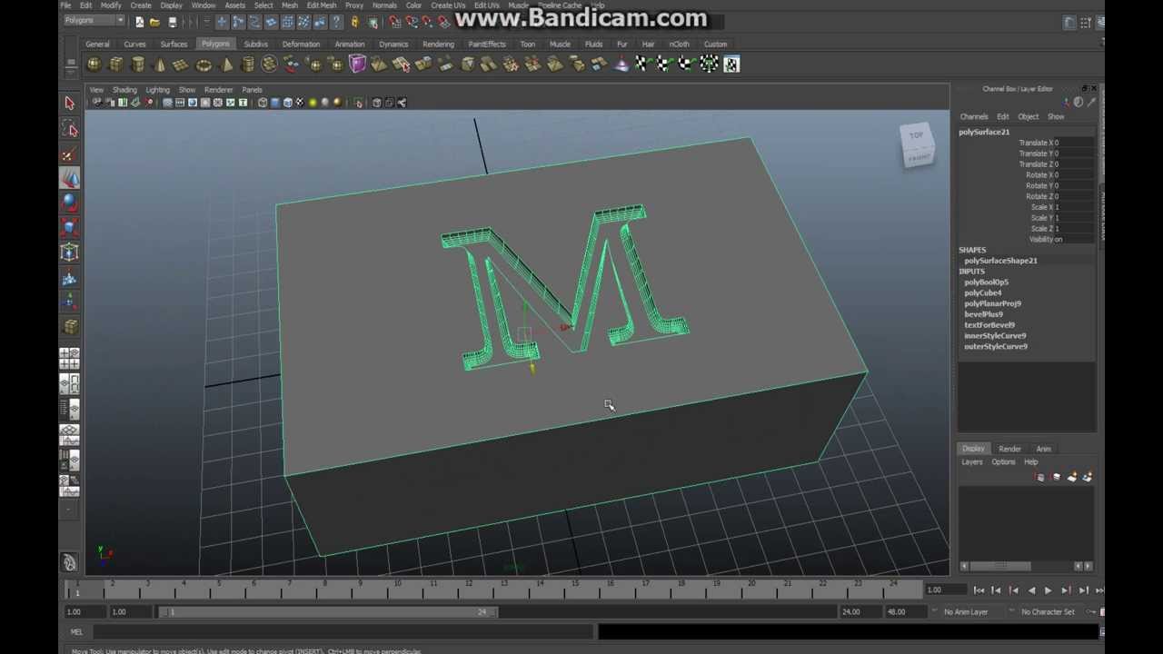 Maya Tutorial : How To Indent Letters Into Polygon Objects In Maya