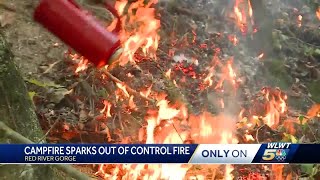 Campfire sparks out of control fire at Red River Gorge