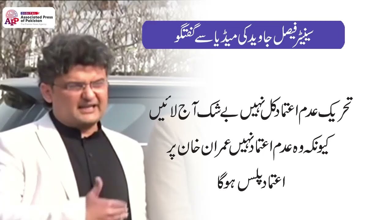 Senator Faisal Javed talks to media