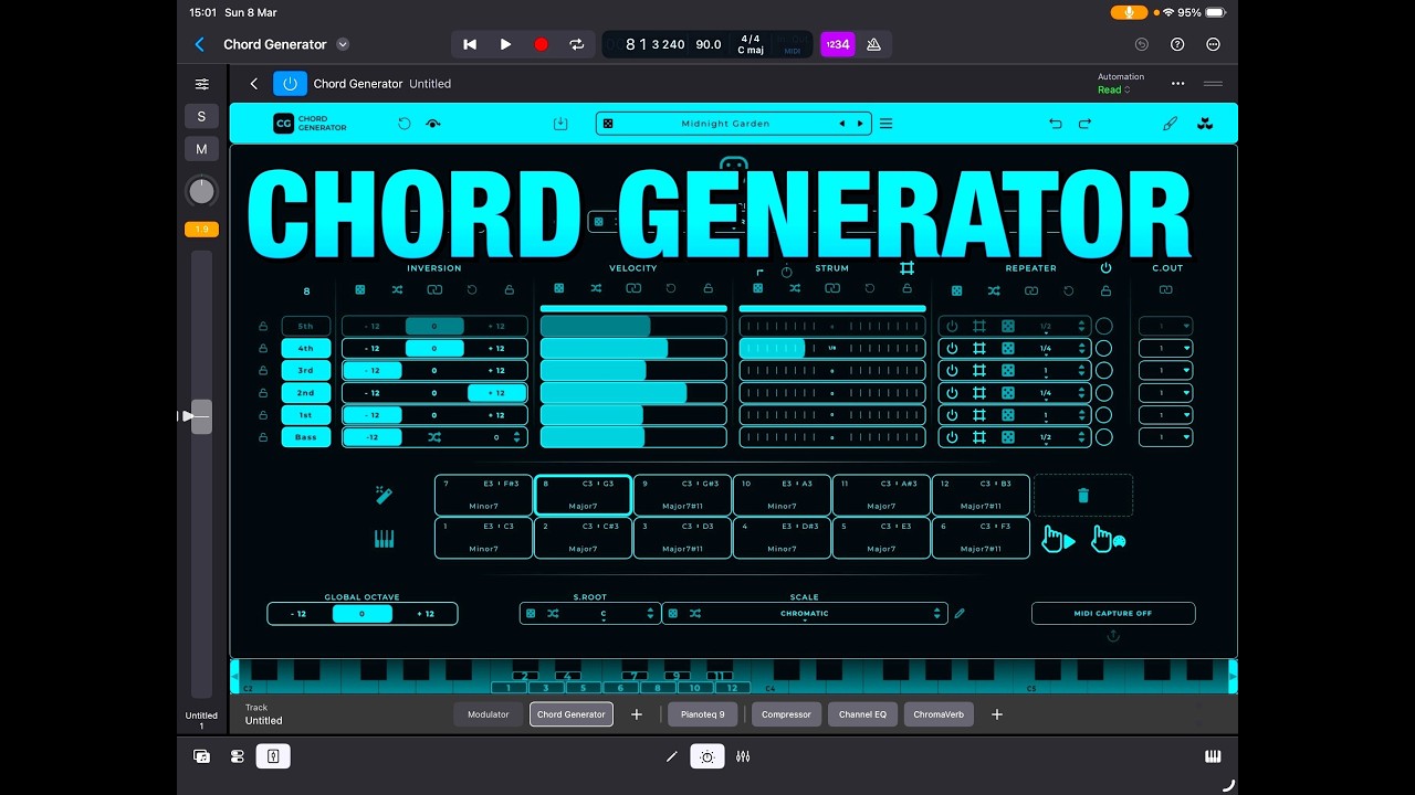 Генератор аккордов от Марио Ньето — демонстрационная версия с Logic Pro для iPad