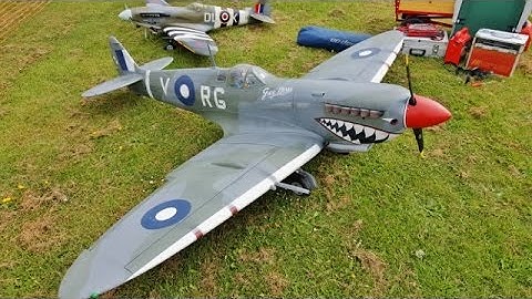GIANT 1/4 SCALE RC SUPERMARINE SPITFIRE MK V111 "GREY NURSE" - MALCOLM AT GREENACRES FLY-IN - 2017