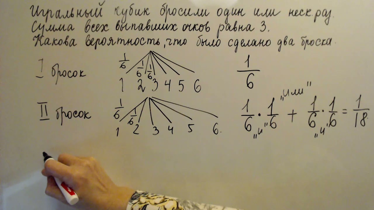 Кубик бросили один или несколько раз Сумма выпавших очков равна 3 ...