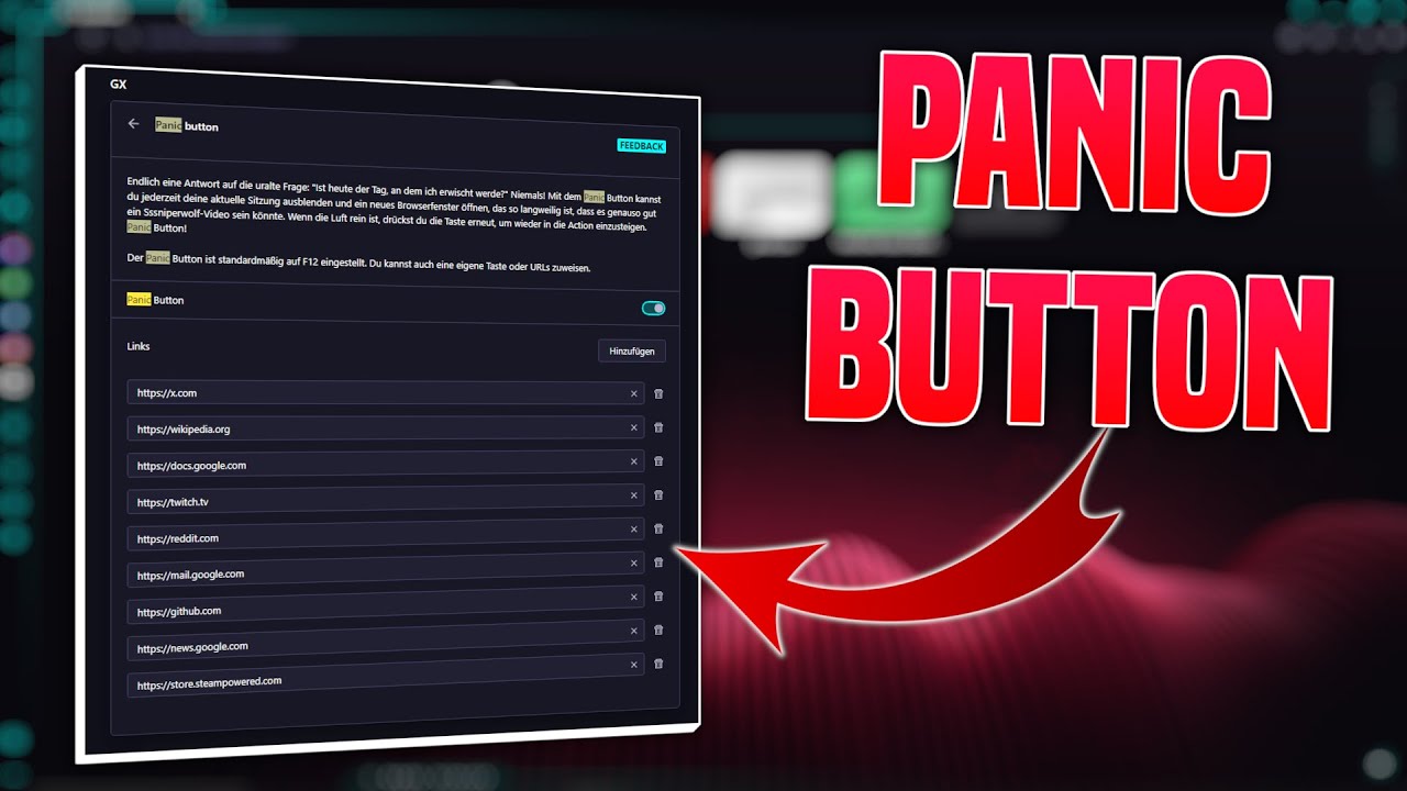 Opera GX Panic Button ändern | Panic Button im Opera GX Browser ...