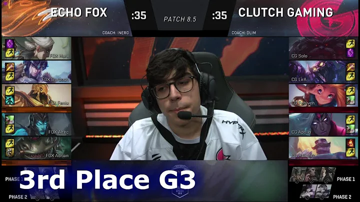 Echo Fox vs Clutch Gaming | Game 3 3rd Place S8 NA LCS Spring 2018 | FOX vs CG G3