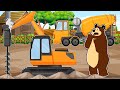 The Bear Farm : Excavator with Hydraulic Hammer Incident on The Road - The Bear Cartoon Vehicles