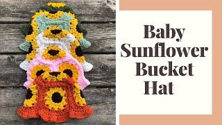 Baby Sunflower Bucket Hat 012 months size | Hookinyouup